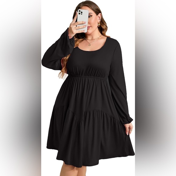 KOJOOIN Womens Long Sleeve Ruffle Hem Boho Midi Dress - Picture 7 of 9